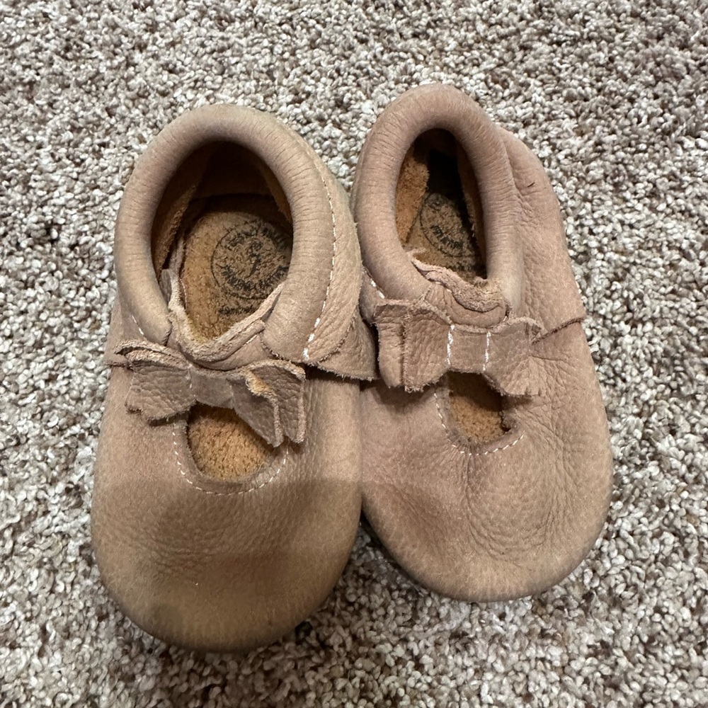 Freshly Picked Light Brown Kids Moccasins with soles